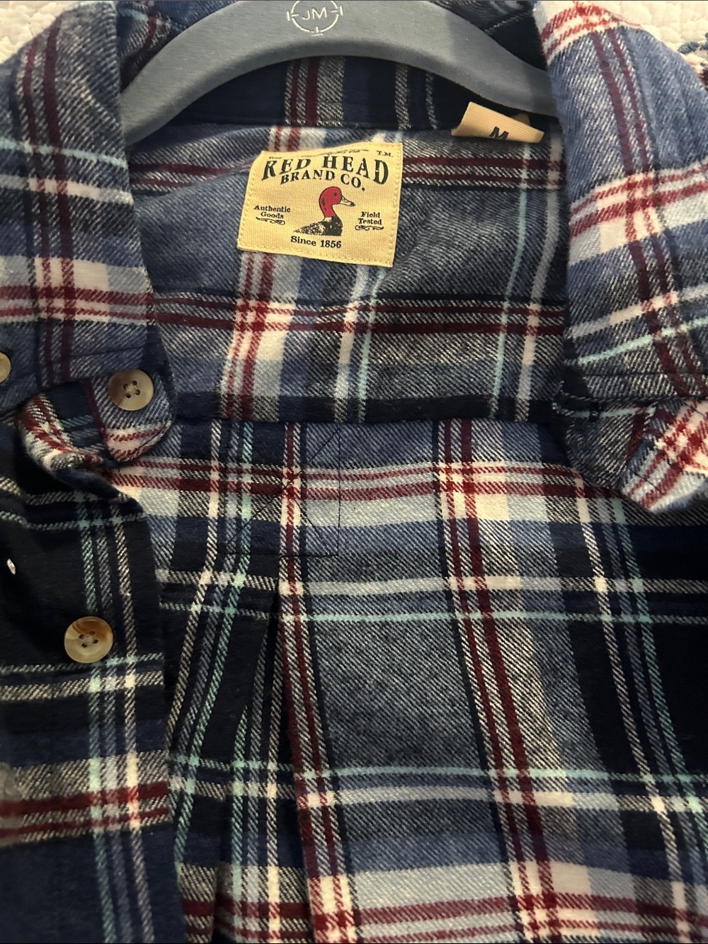 RedHead Blue Navy and Burgundy Plaid Button-Down Shirt